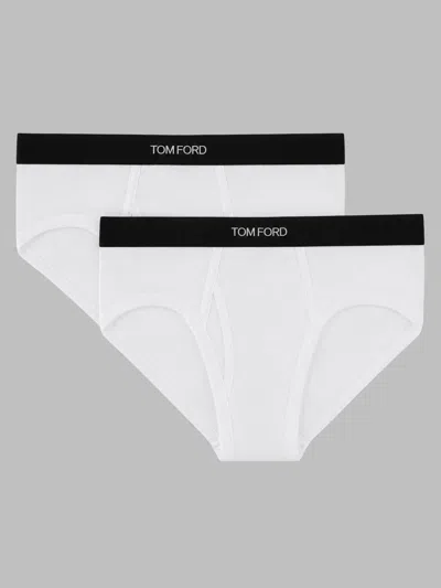 Tom Ford Men's Stretch Cotton Modal Briefs 2-pack In White