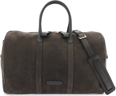 Tom Ford Men's Suede Duffle Bag In Brown