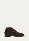 TOM FORD MEN'S SUEDE MONK STRAP BOOTS