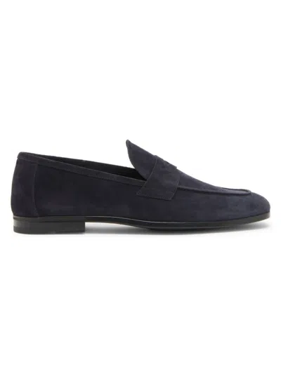 Tom Ford Men's Suede Square-toed Loafers In Dark Blue