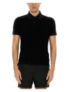 Tom Ford Black Short-sleeves Polo In Cotton Piquet Jersey Man In Black