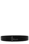 Tom Ford Reversible Logo Leather Belt In Black