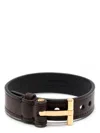 Tom Ford T-hinge Leather Bracelet Accessories In Brown