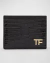 Tom Ford Alligator Printed Leather Bifold Wallet In Black