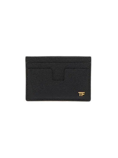 Tom Ford Men's T Line Classic Leather Card Holder In Black