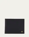 Tom Ford T-line Small Grain Calfskin Leather Bifold Wallet In Black