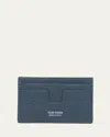 Tom Ford Men's T-line Grained Leather Card Holder In Denim Blue
