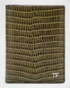 Tom Ford Men's T Line Printed Leather Bifold Card Holder In Gray