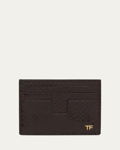 Tom Ford Men's T Line Python-effect Card Holder In Black