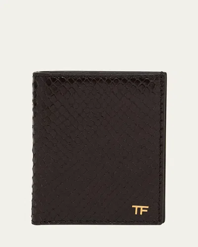 Tom Ford Men's T Line Python-effect Leather Bifold Card Holder