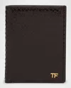 Tom Ford Men's T Line Python-effect Leather Bifold Card Holder In Ebony