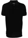 Tom Ford Black Short-sleeves Polo In Cotton Piquet Jersey Man In Black