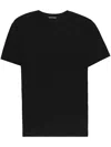 Tom Ford Black Crewneck T-shirt With Logo Embroidery On The Front In Cotton Blend Man In Black