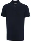 Tom Ford Black Short-sleeves Polo In Cotton Piquet Jersey Man In Blue