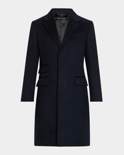 Tom Ford Men's Tailored Wool-cashmere Topcoat In Navy