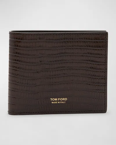 Tom Ford Tejus T Line Bifold Wallet In Brown