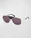 Tom Ford Tex 62mm Navigator Sunglasses In Shiny Rose Gold