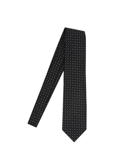 Tom Ford Men's Textured Dot Silk Tie In Black