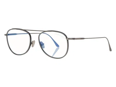 Pre-owned Tom Ford Men's  Aviator Eyeglasses In Shiny Dark Ruthenium With Blue (ft5691/b 012)