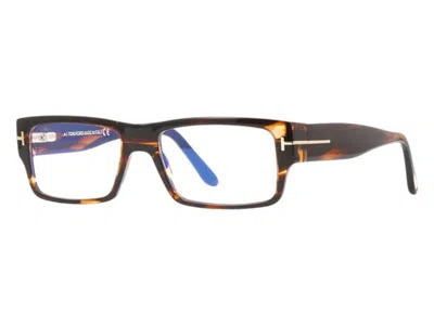 Pre-owned Tom Ford Men's  Rectangle Eyeglasses In Striped Dark Brown (ft5835/b 050)