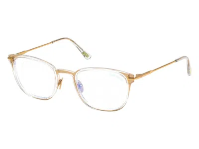Pre-owned Tom Ford Men's  Round Eyeglasses In Shiny Deep Gold (ft5694/b 030)
