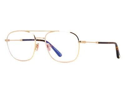 Pre-owned Tom Ford Men's  Square Eyeglasses Bluetransparent In Shiny Rose Gold (ft5830/b 028)
