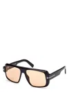 Tom Ford Men's Turner Acetate Rectangle Sunglasses In Shiny Black