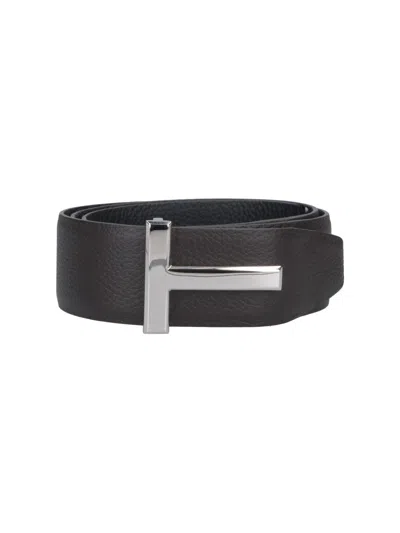 Tom Ford Men's -style Belt With T Buckle, 4 Cm In Blue