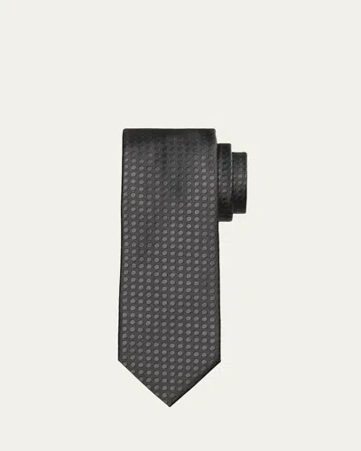 Tom Ford Men's Tonal Polka Dot Mulberry Silk Tie In Dark Grey