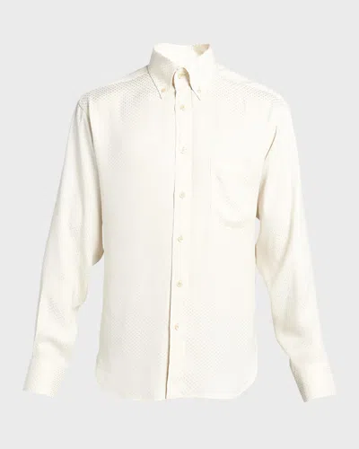 Tom Ford Men's Tonal Polka Dot Sport Shirt In Champagne