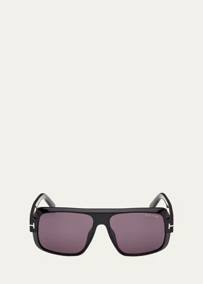 Tom Ford Turner Ft1101 01a Sunglasses In Shiny Black