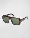 Tom Ford Men's Turner Acetate Rectangle Sunglasses In Green