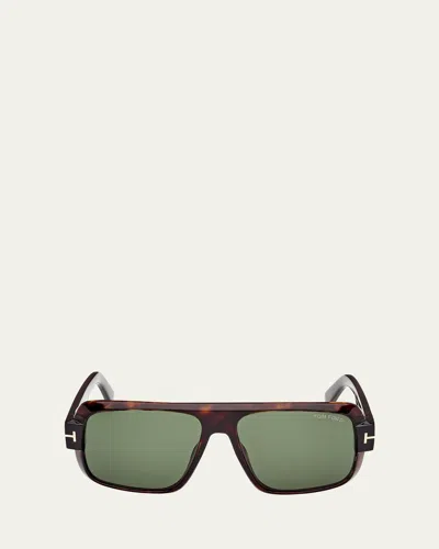 TOM FORD MEN'S TURNER ACETATE RECTANGLE SUNGLASSES