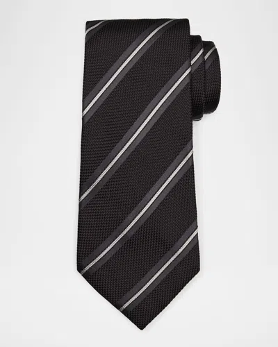 Tom Ford Men's Two-tone Regimental Diagonal Stripe Silk Tie In Gray