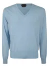 Tom Ford V Neck Cashmere Blend Sweater In Blue