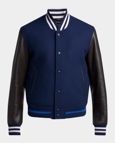 Tom Ford Men's Varsity Bomber Jacket In Blue