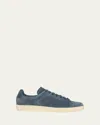 Tom Ford Men's Warwick Suede Sneakers In Denim Cream