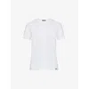 Tom Ford White Crewneck T-shirt With Logo Embroidery On The Front And Perforated Design In Cotton Man In White