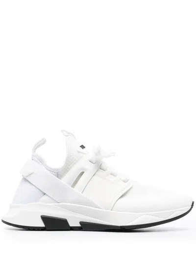 Tom Ford Men's White Neoprene And Suede Lace-up Sneaker For Fw23