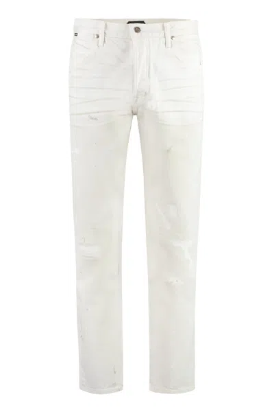 Tom Ford Men's White Straight Leg Jeans For Ss23