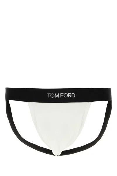 Tom Ford Men White Stretch Cotton Jockstrap