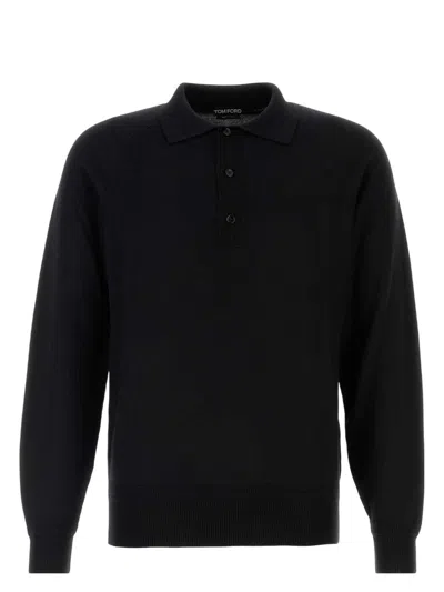 Tom Ford Polo Shirt Wool Blend Collar In Blue | ModeSens