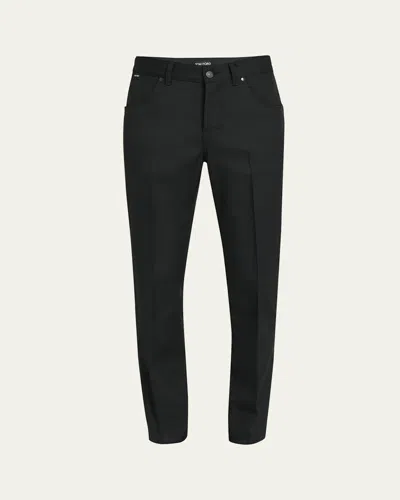 Tom Ford Men's Wool-blend Twill 5-pocket Jeans In Black