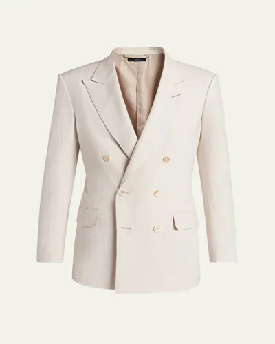 Tom Ford Men's Wool, Cashmere And Silk Double-breasted Sport Coat In Neutral