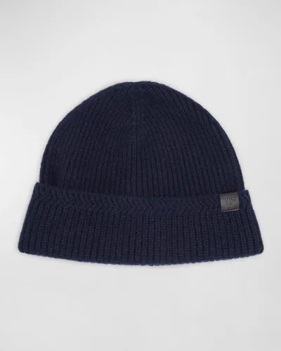 Tom Ford Men's Wool-cashmere Beanie Hat In Blue