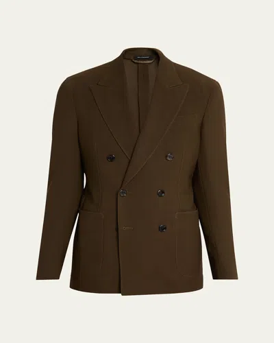 Tom Ford Men's Wool Peak Lapel Double-breasted Sport Coat In Brown
