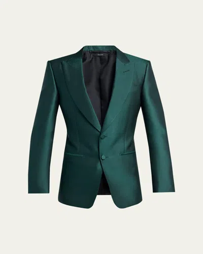 Tom Ford Men's Wool Peak Lapel Modern Fit Single-breasted Sport Coat In Emerald