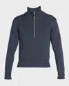 Tom Ford Wool And Cashmere-blend Half-zip Sweater In Navy