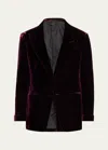 Tom Ford Men's Wool-silk Velvet Cocktail Jacket In Aubergine