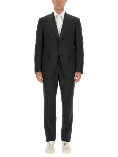 Tom Ford Shelton Overcheck Tailored Two Piece Suit In Black